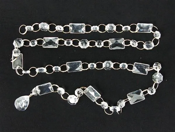 Princess-Style Acrylic Diamond Garlands - 5 Chains Clear (CLOSEOUT PRICING / NO RETURNS)