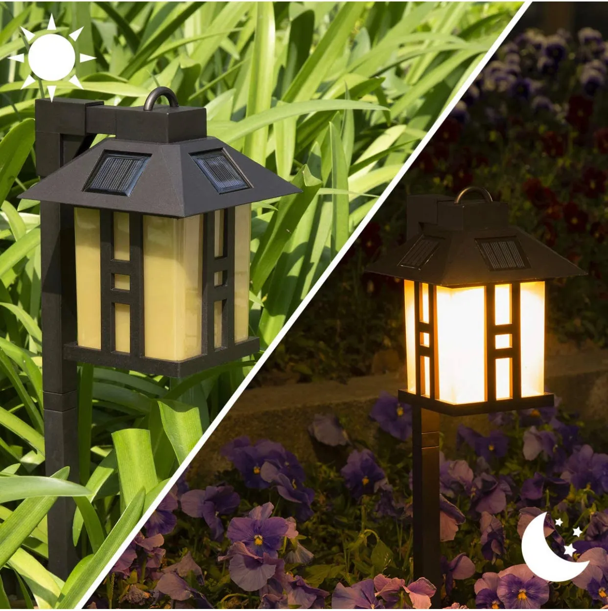 SmartYard Solar Powered Pathway Shepherd Hook Lights Asian Style (4 Pack)