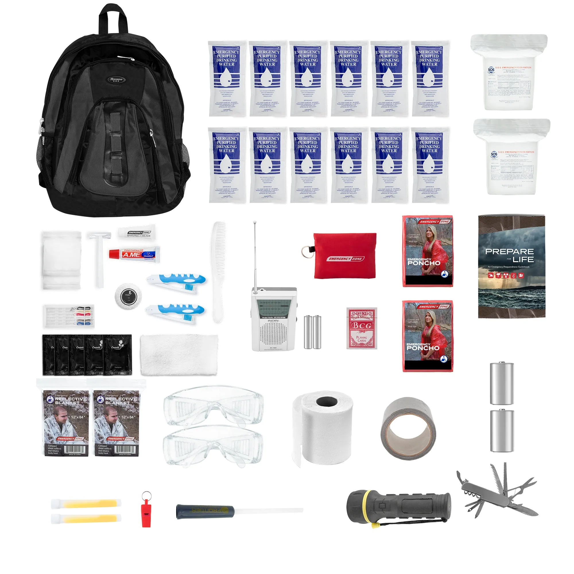 The Essentials Complete 72-Hour Kit - 2 Person: Black or Red Backpack