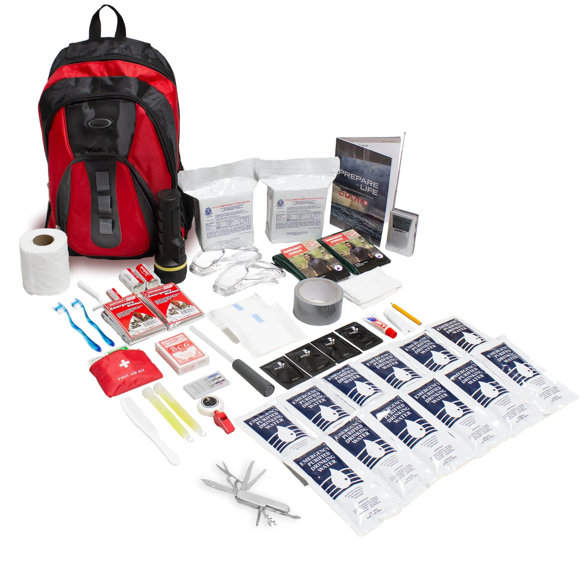 The Essentials Complete 72-Hour Kit - 2 Person: Black or Red Backpack