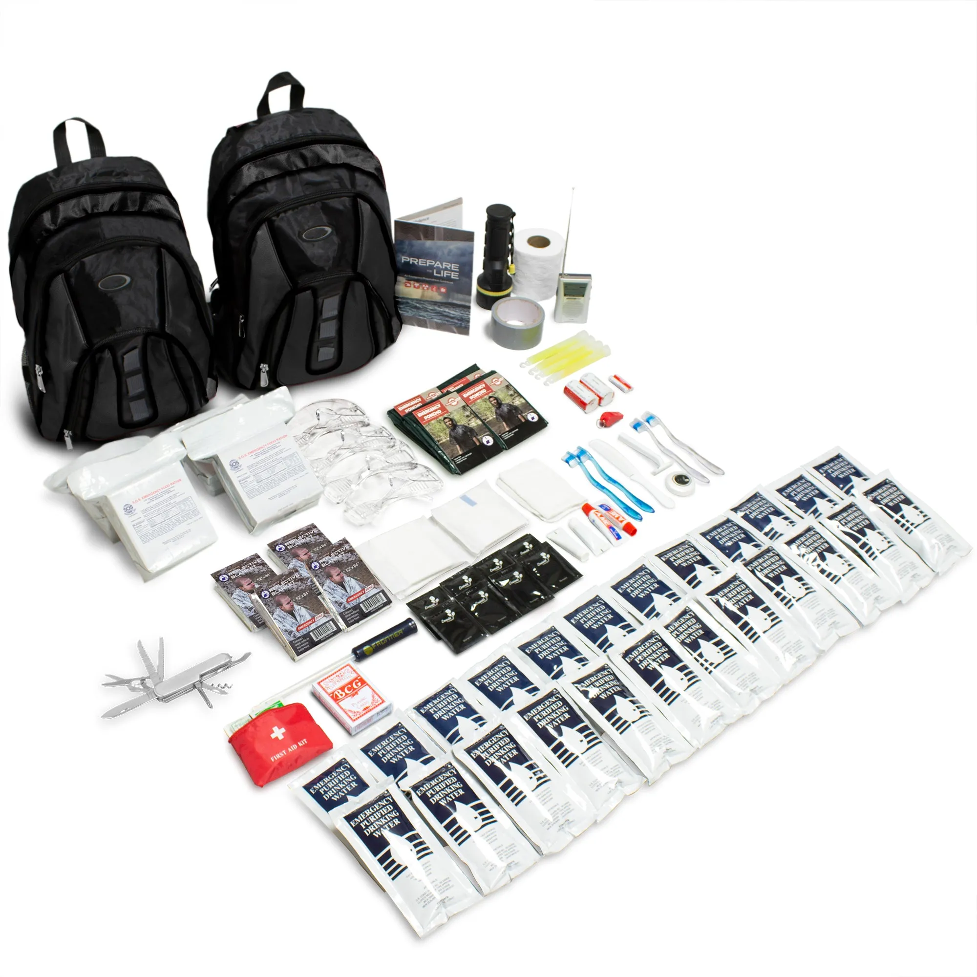 The Essentials Complete 72-Hour Kit - 4 Person: Black or Red Backpack