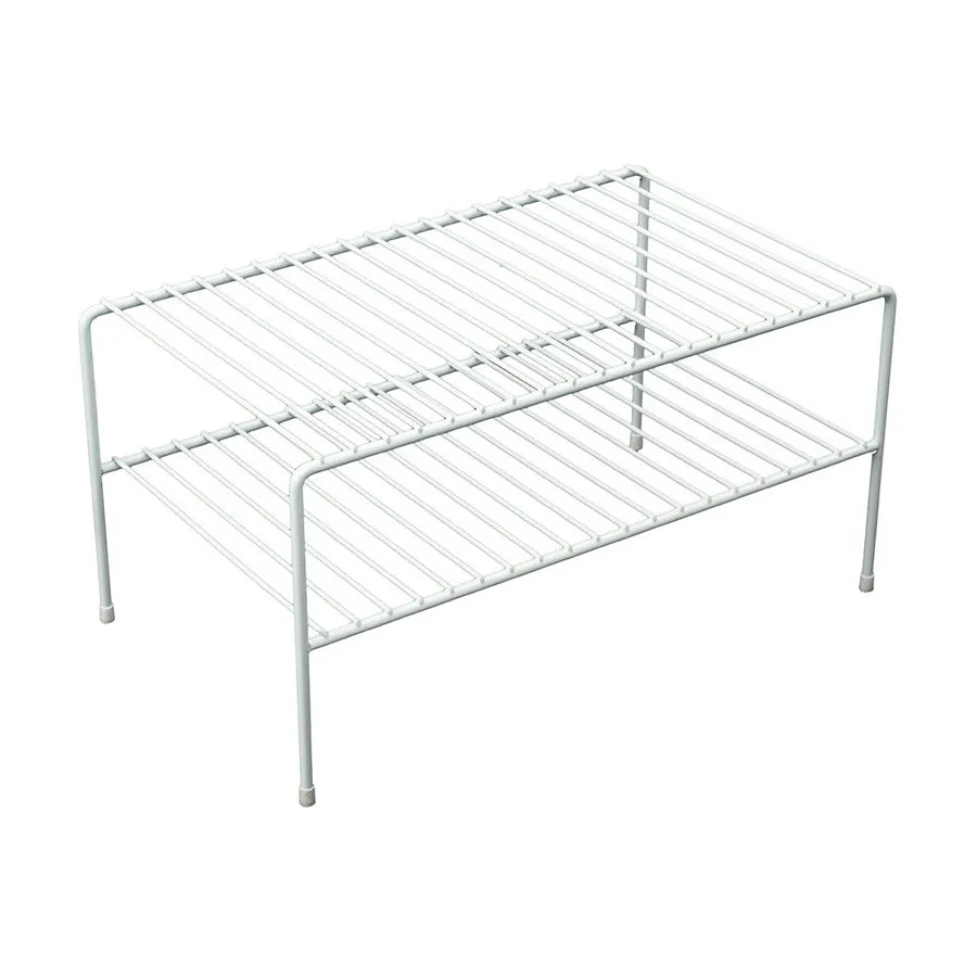 Two Tier Wire Shelf - White