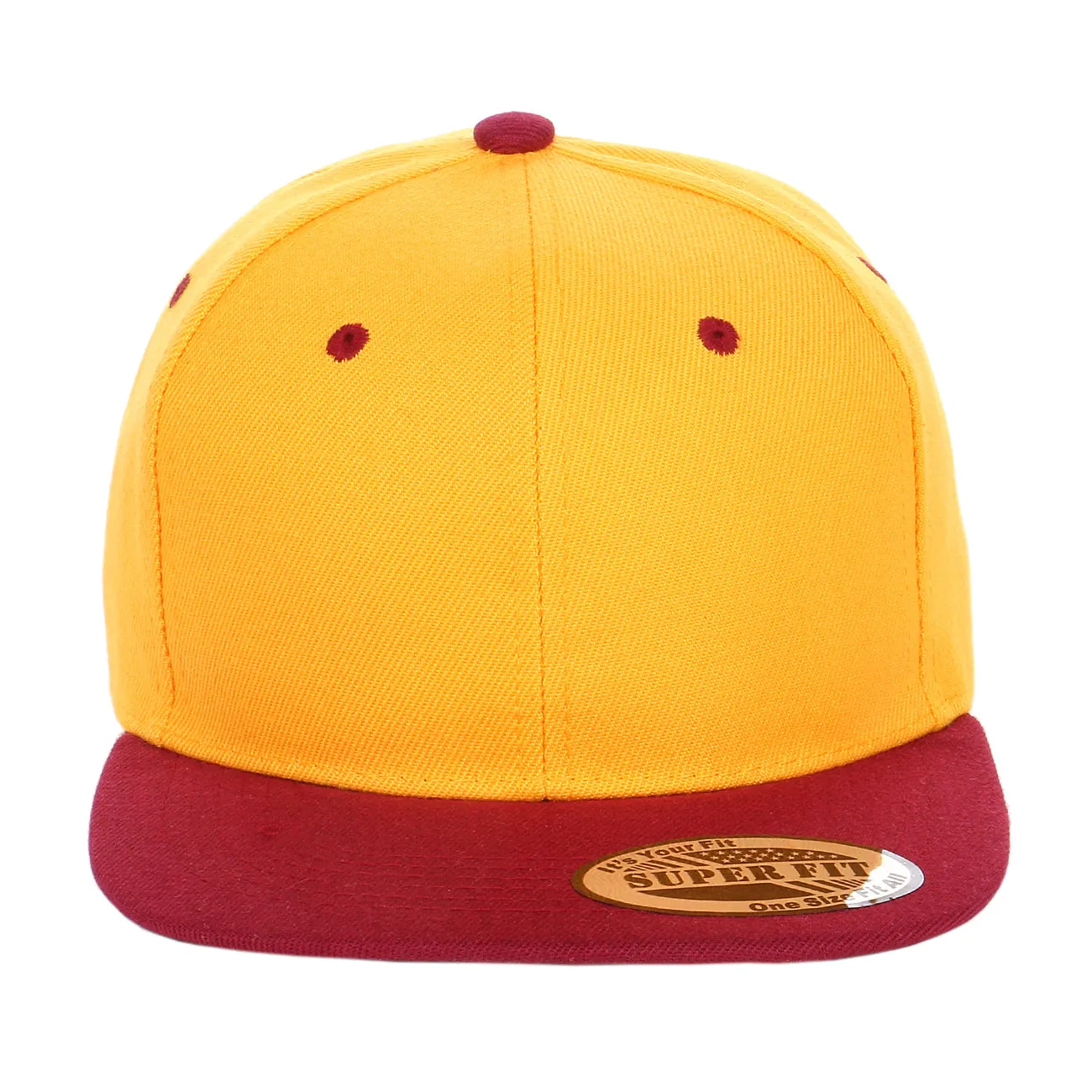 Two-Tone Blank Adjustable Flat Bill Plain Snapback Hats - More Colors