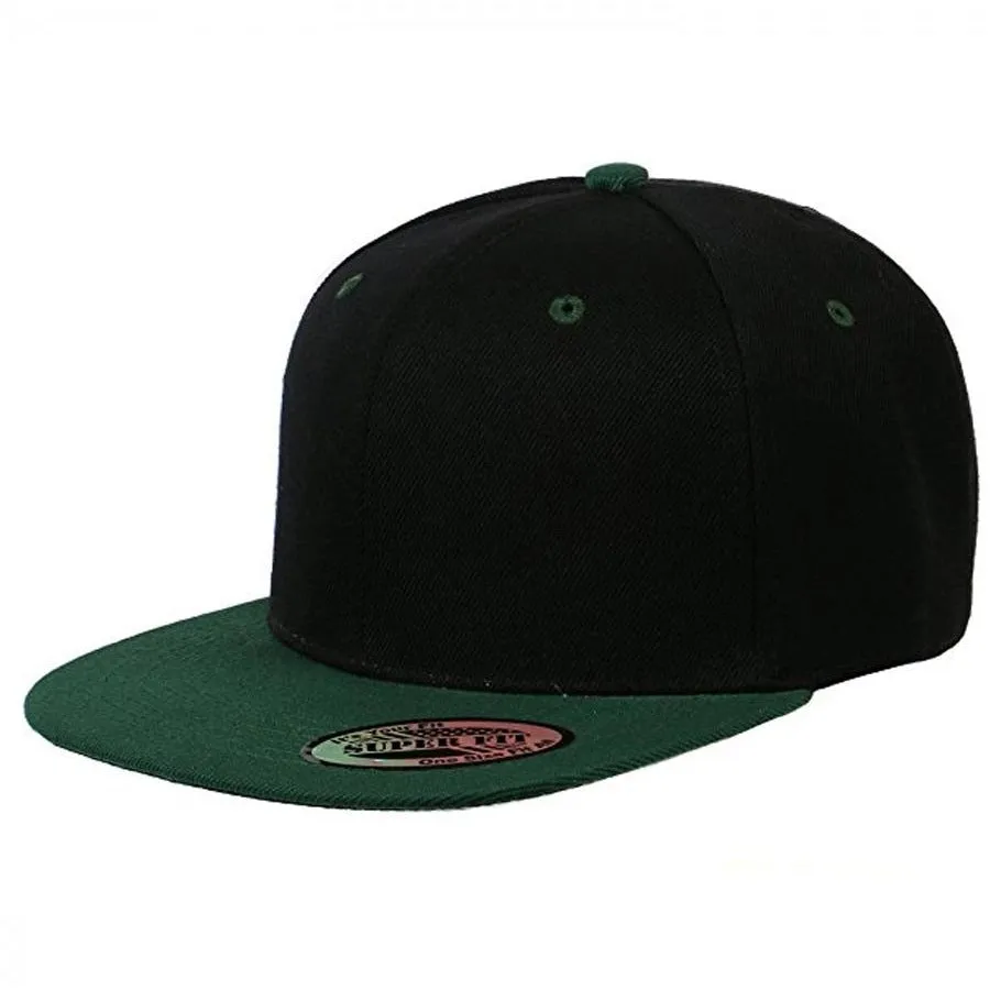 Two-Tone Blank Adjustable Flat Bill Plain Snapback Hats - More Colors