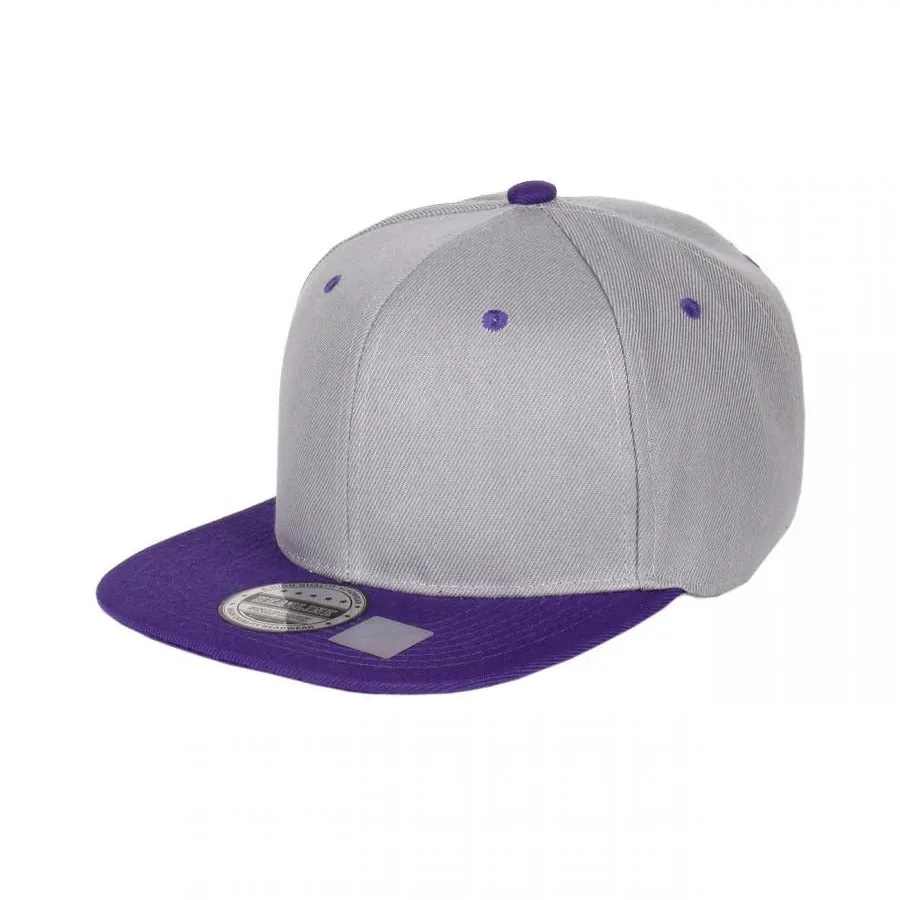 Two-Tone Blank Adjustable Flat Bill Plain Snapback Hats - More Colors