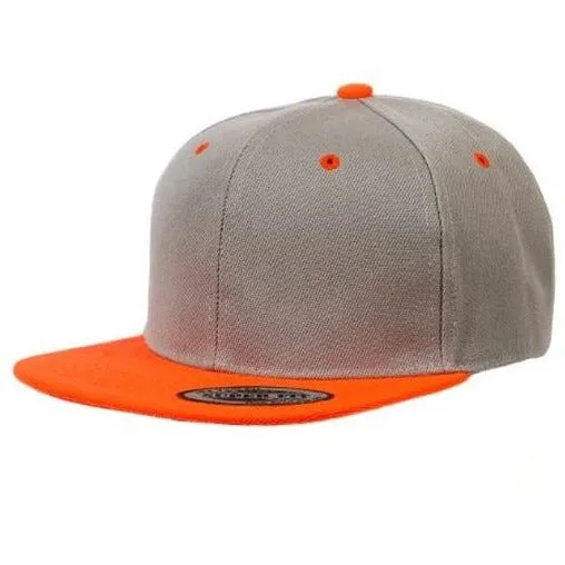 Two-Tone Blank Adjustable Flat Bill Plain Snapback Hats - More Colors