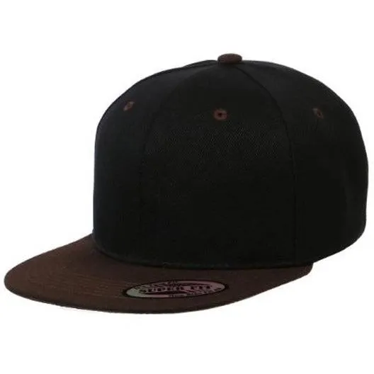 Two-Tone Blank Adjustable Flat Bill Plain Snapback Hats - More Colors