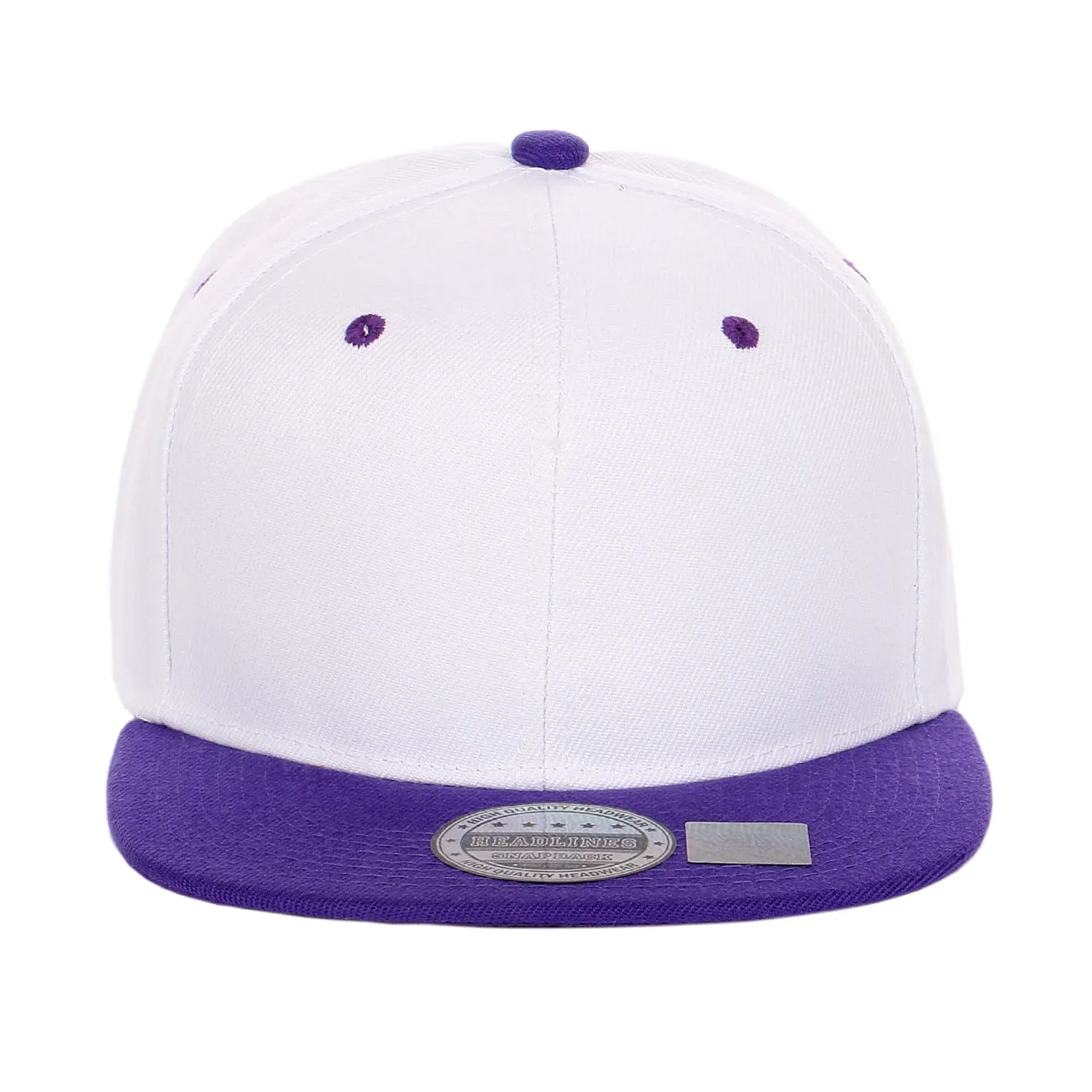 Two-Tone Blank Adjustable Flat Bill Plain Snapback Hats - More Colors