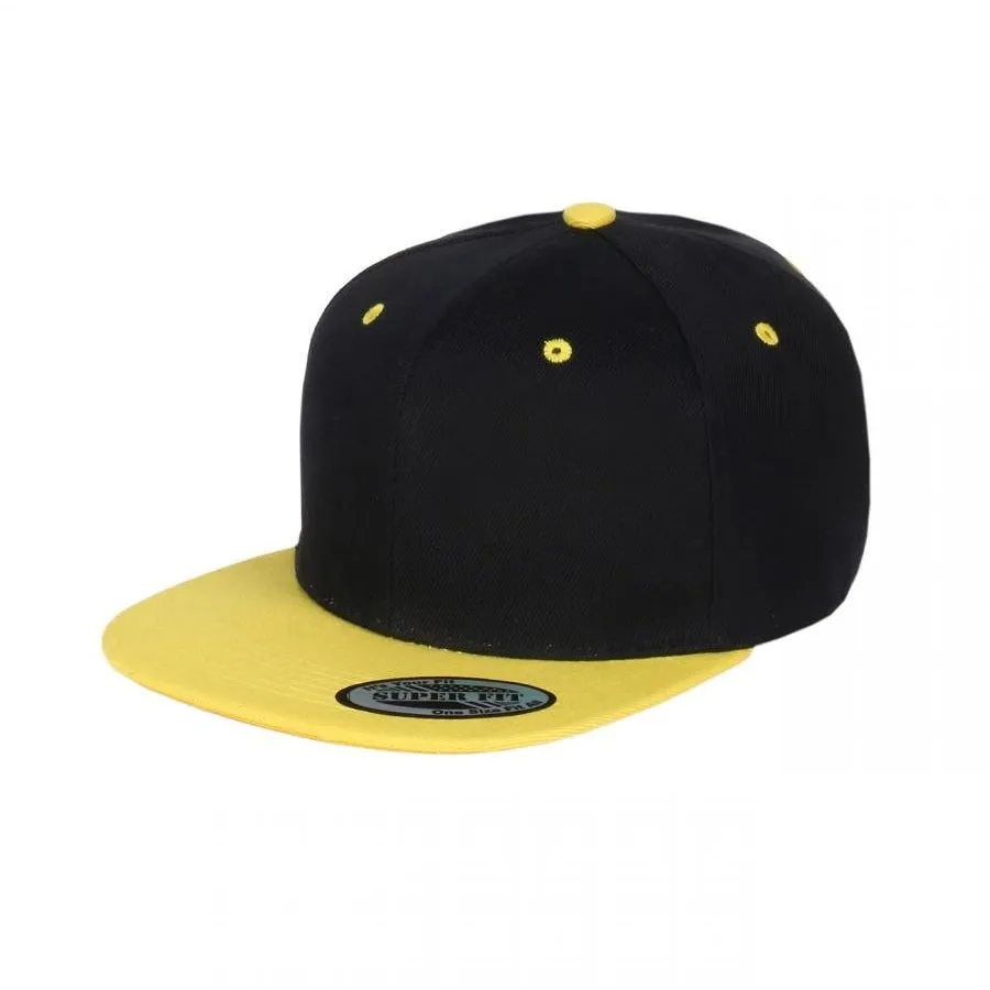 Two-Tone Blank Adjustable Flat Bill Plain Snapback Hats - More Colors