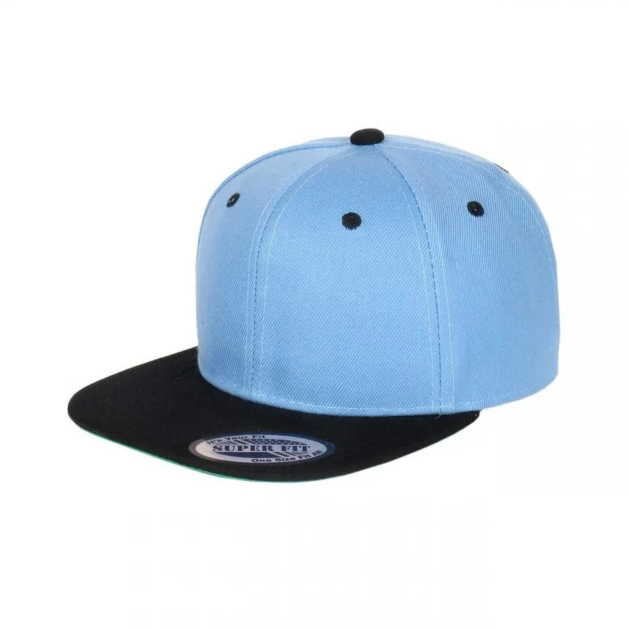 Two-Tone Blank Adjustable Flat Bill Plain Snapback Hats - More Colors