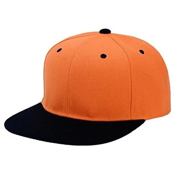 Two-Tone Blank Adjustable Flat Bill Plain Snapback Hats - More Colors