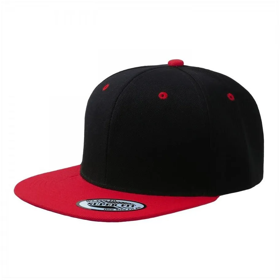 Two-Tone Blank Adjustable Flat Bill Plain Snapback Hats - More Colors