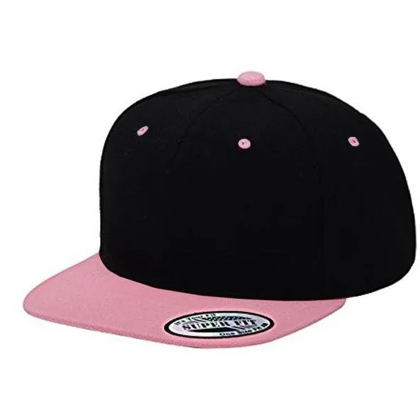 Two-Tone Blank Adjustable Flat Bill Plain Snapback Hats - More Colors