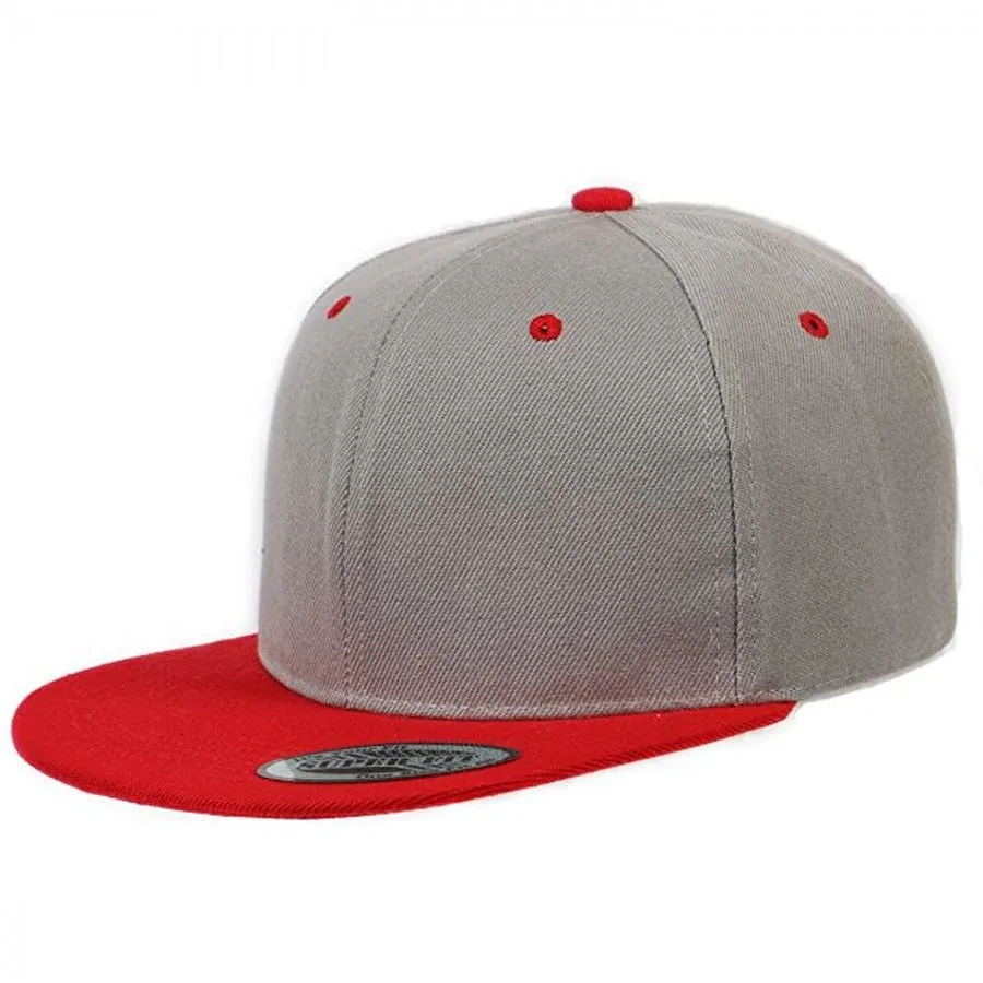 Two-Tone Blank Adjustable Flat Bill Plain Snapback Hats - More Colors