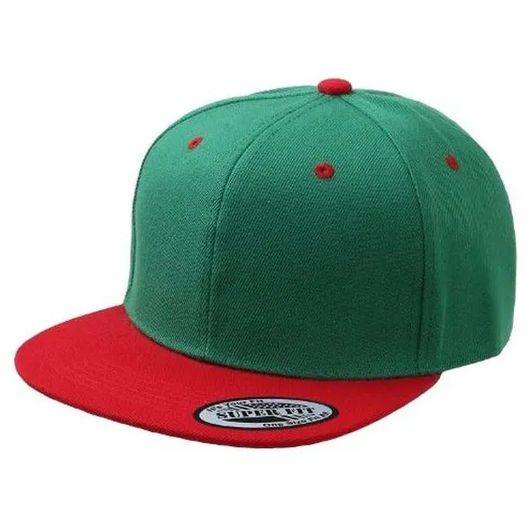 Two-Tone Blank Adjustable Flat Bill Plain Snapback Hats - More Colors