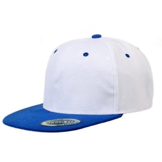 Two-Tone Blank Adjustable Flat Bill Plain Snapback Hats - More Colors