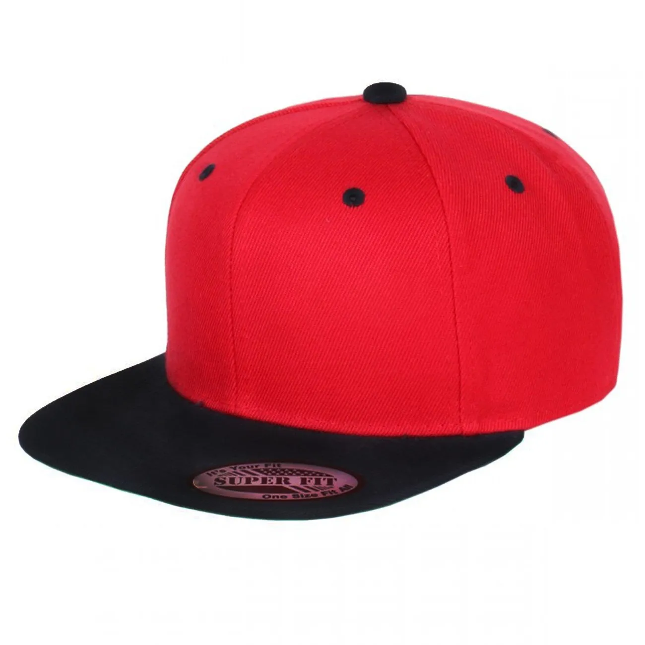 Two-Tone Blank Adjustable Flat Bill Plain Snapback Hats - More Colors