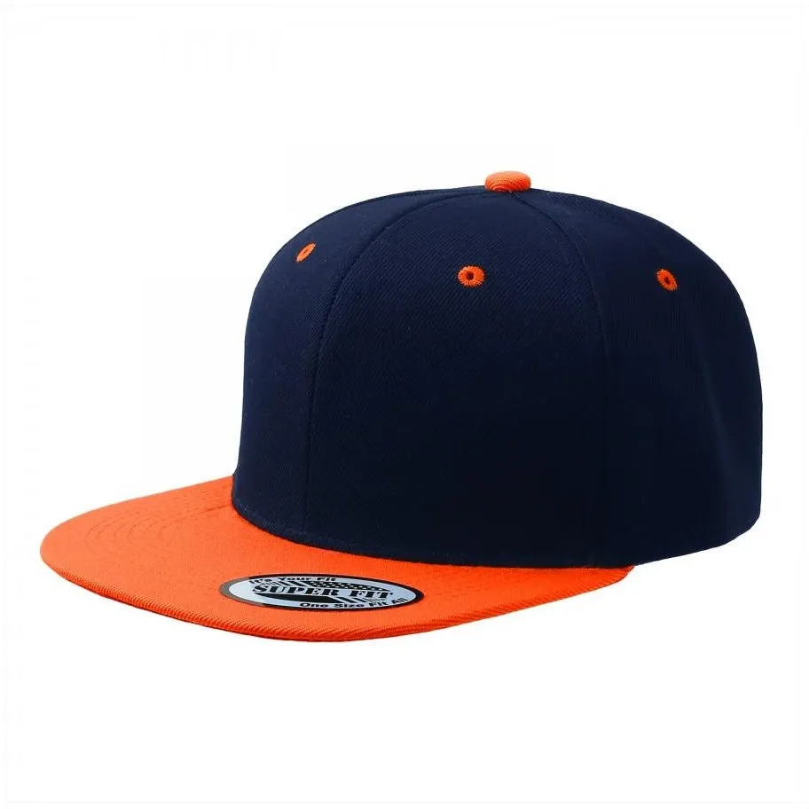 Two-Tone Blank Adjustable Flat Bill Plain Snapback Hats - More Colors