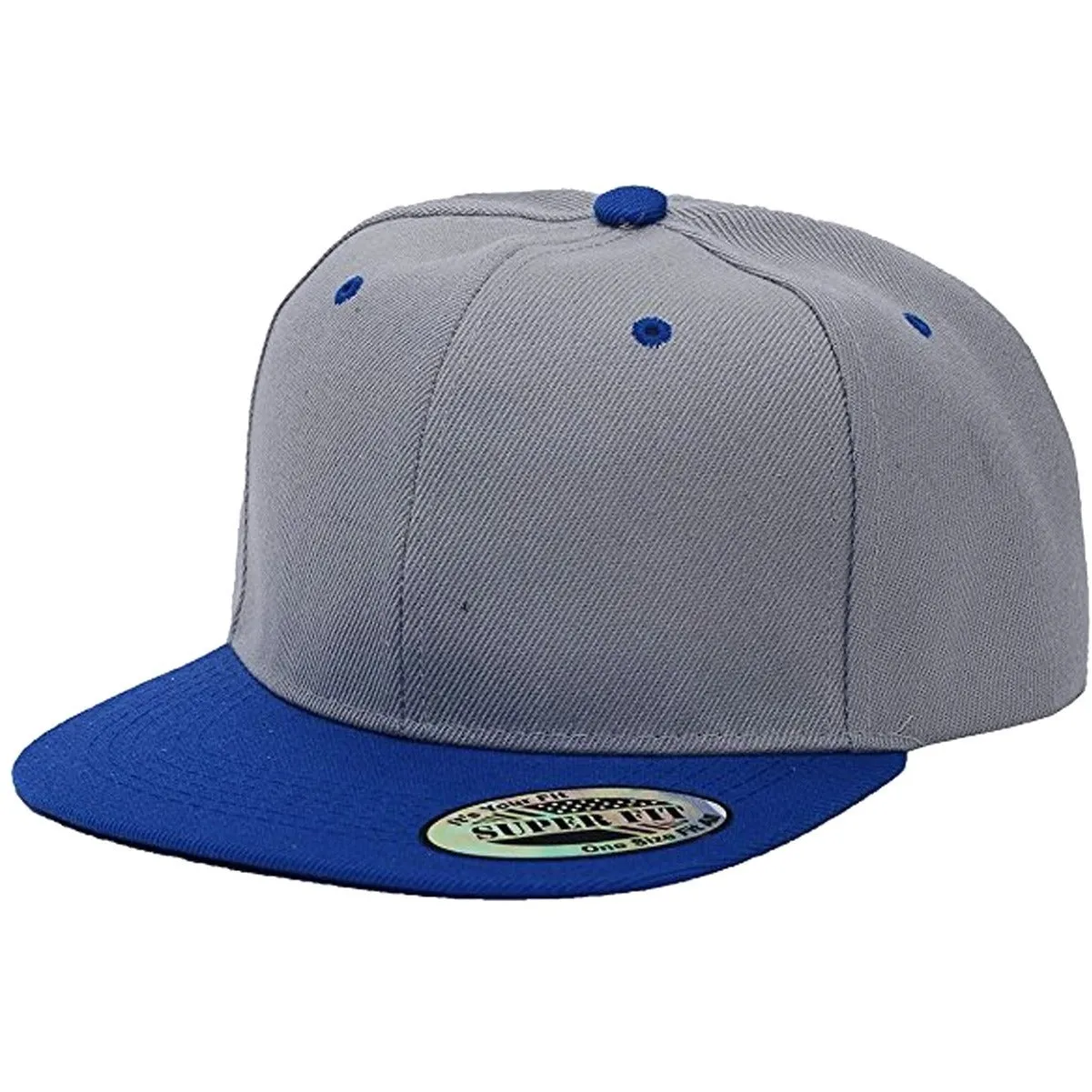 Two-Tone Blank Adjustable Flat Bill Plain Snapback Hats - More Colors