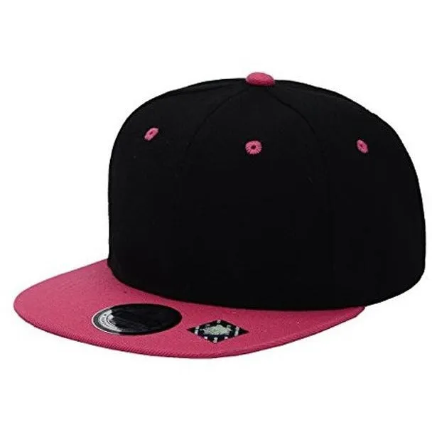 Two-Tone Blank Adjustable Flat Bill Plain Snapback Hats - More Colors