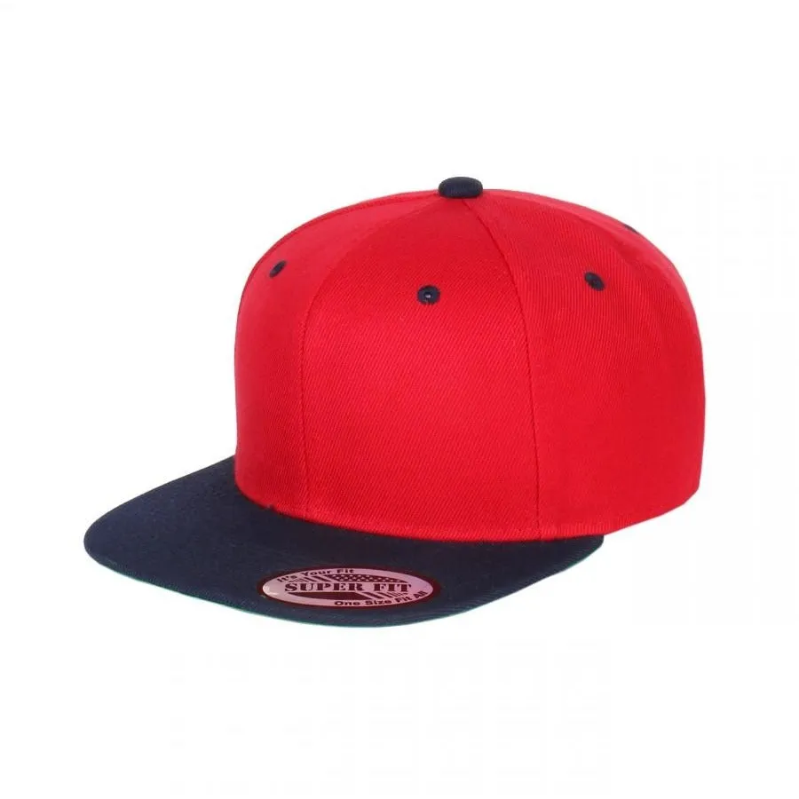 Two-Tone Blank Adjustable Flat Bill Plain Snapback Hats - More Colors