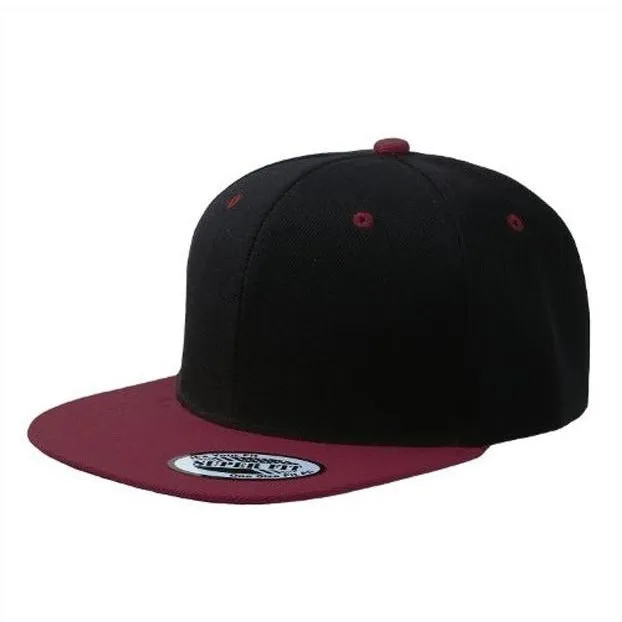 Two-Tone Blank Adjustable Flat Bill Plain Snapback Hats - More Colors