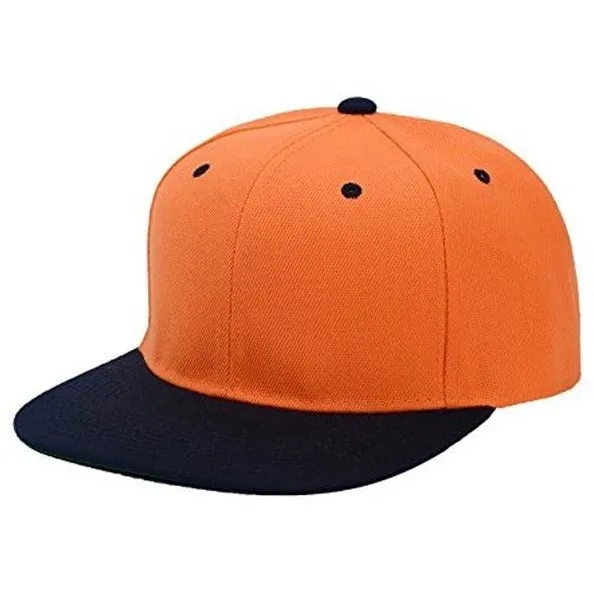 Two-Tone Blank Adjustable Flat Bill Plain Snapback Hats - More Colors