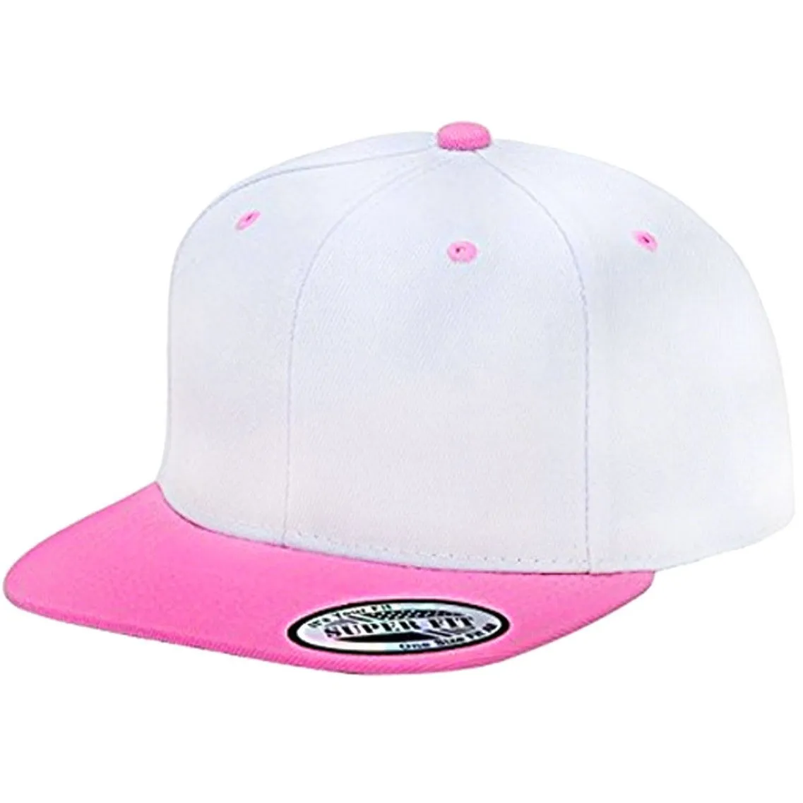 Two-Tone Blank Adjustable Flat Bill Plain Snapback Hats - More Colors