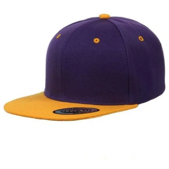 Two-Tone Blank Adjustable Flat Bill Plain Snapback Hats - More Colors