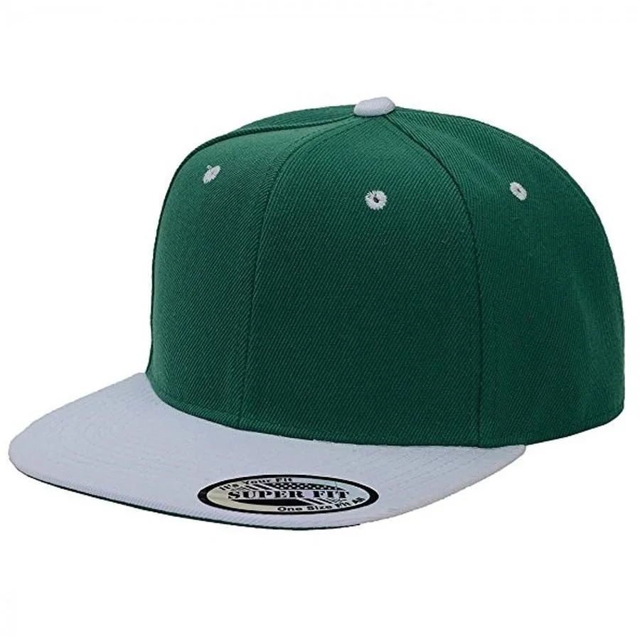 Two-Tone Blank Adjustable Flat Bill Plain Snapback Hats - More Colors