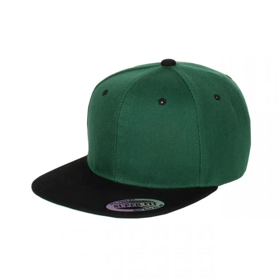 Two-Tone Blank Adjustable Flat Bill Plain Snapback Hats - More Colors