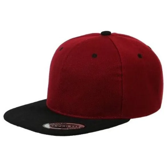 Two-Tone Blank Adjustable Flat Bill Plain Snapback Hats - More Colors