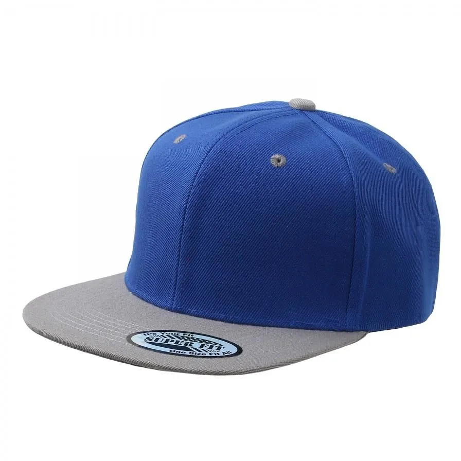 Two-Tone Blank Adjustable Flat Bill Plain Snapback Hats - More Colors