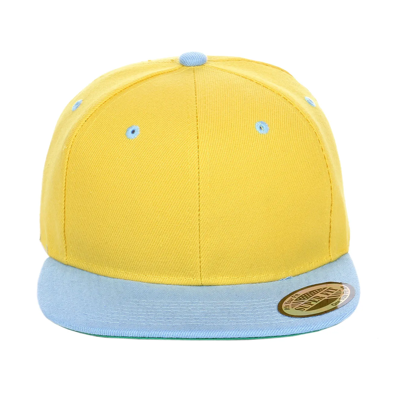 Two-Tone Blank Adjustable Flat Bill Plain Snapback Hats - More Colors