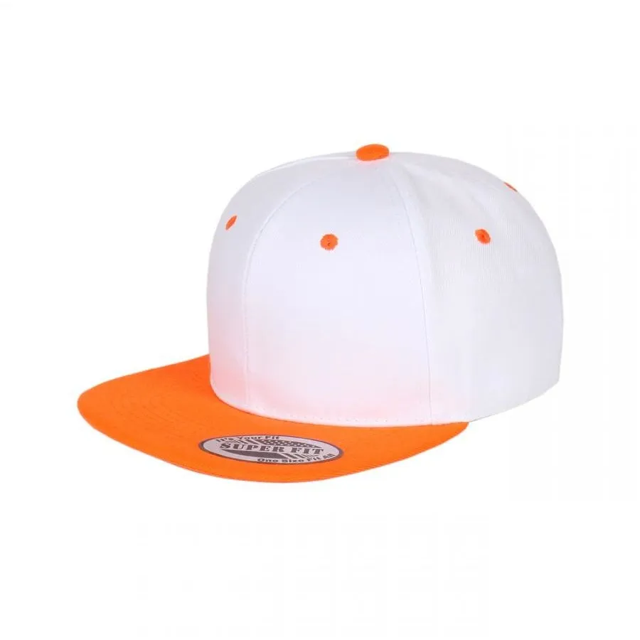 Two-Tone Blank Adjustable Flat Bill Plain Snapback Hats - More Colors