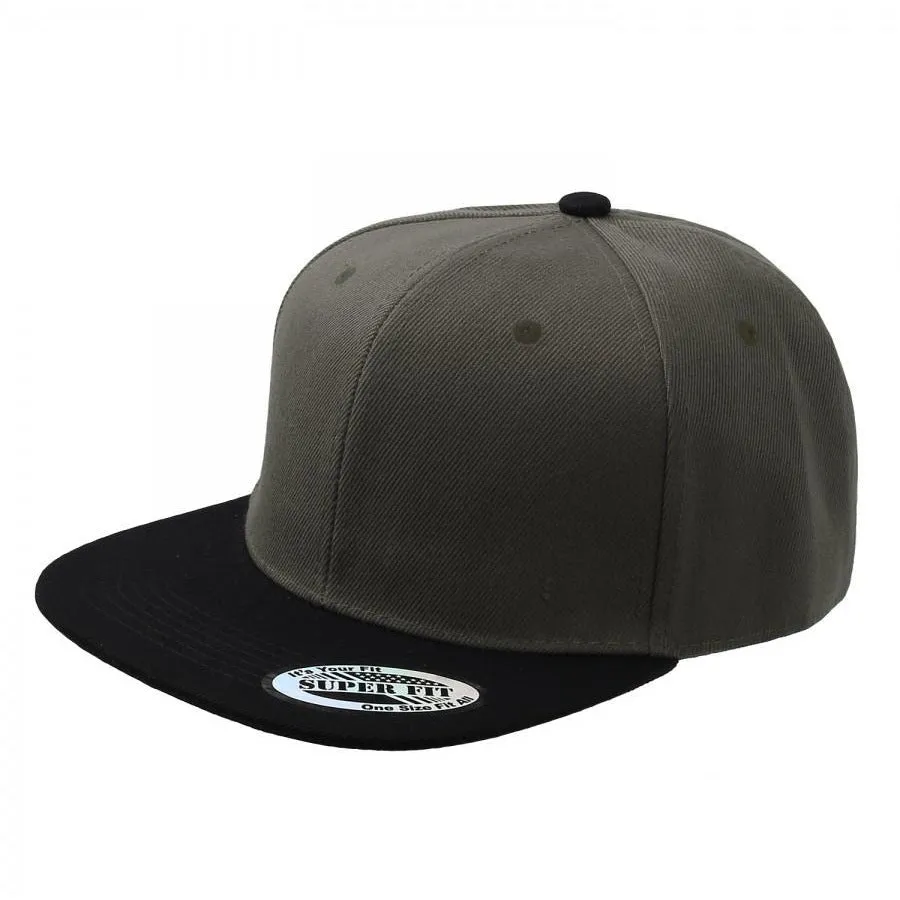 Two-Tone Blank Adjustable Flat Bill Plain Snapback Hats - More Colors