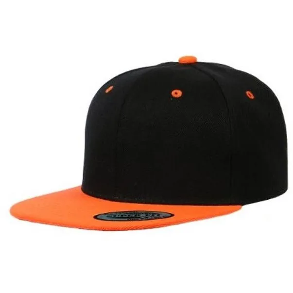 Two-Tone Blank Adjustable Flat Bill Plain Snapback Hats - More Colors