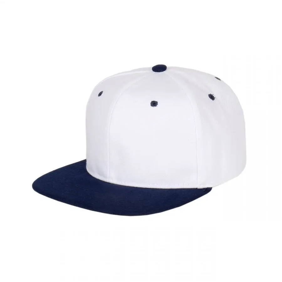 Two-Tone Blank Adjustable Flat Bill Plain Snapback Hats - More Colors