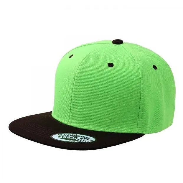 Two-Tone Blank Adjustable Flat Bill Plain Snapback Hats - More Colors