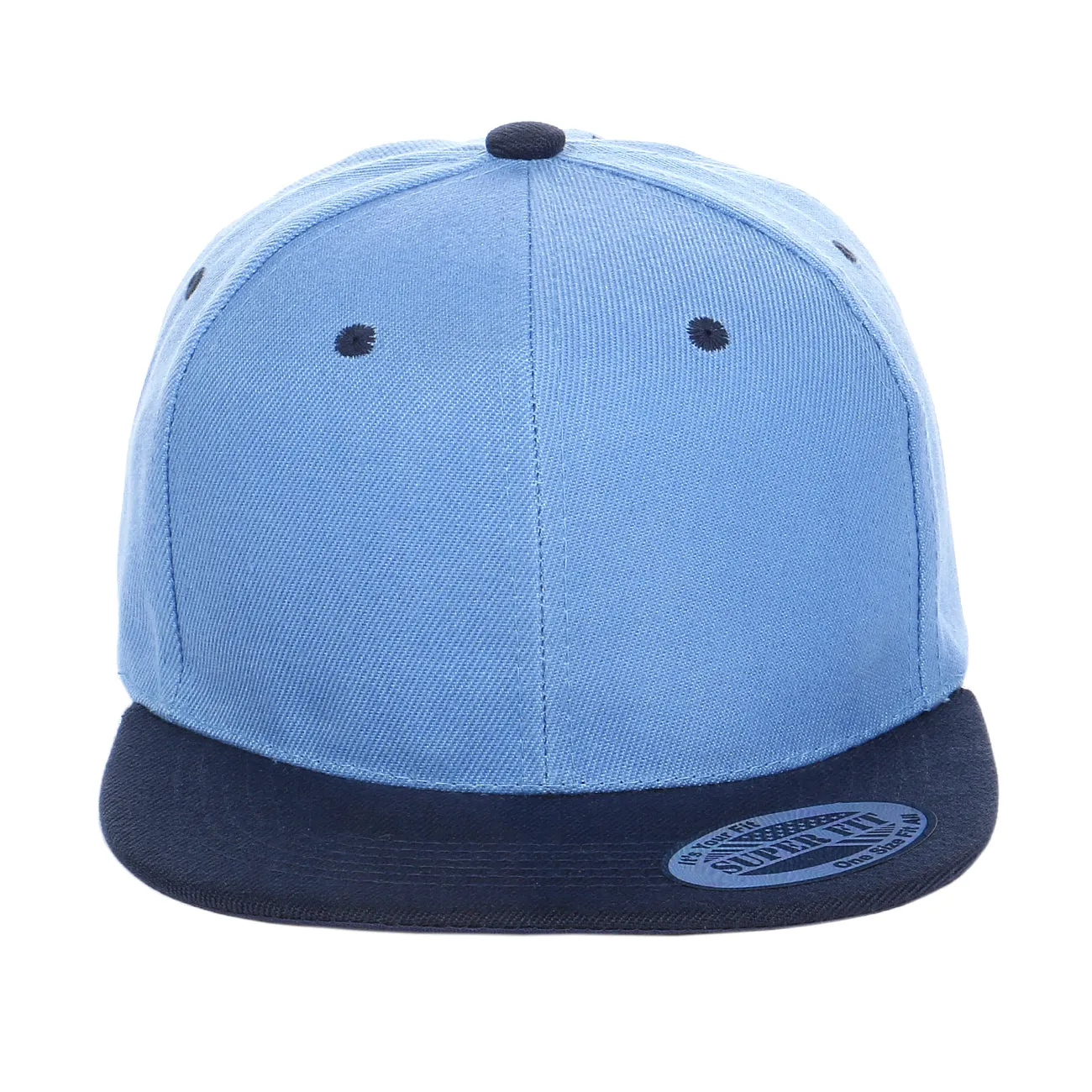 Two-Tone Blank Adjustable Flat Bill Plain Snapback Hats - More Colors