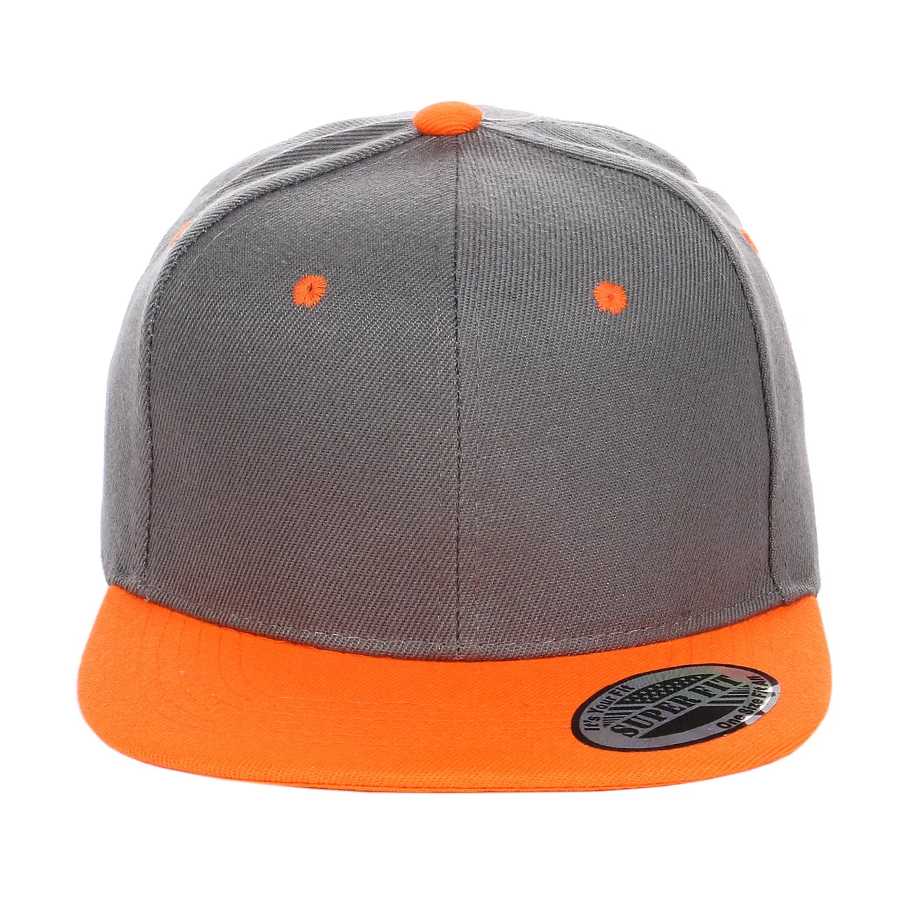 Two-Tone Blank Adjustable Flat Bill Plain Snapback Hats - More Colors