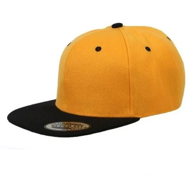 Two-Tone Blank Adjustable Flat Bill Plain Snapback Hats - More Colors