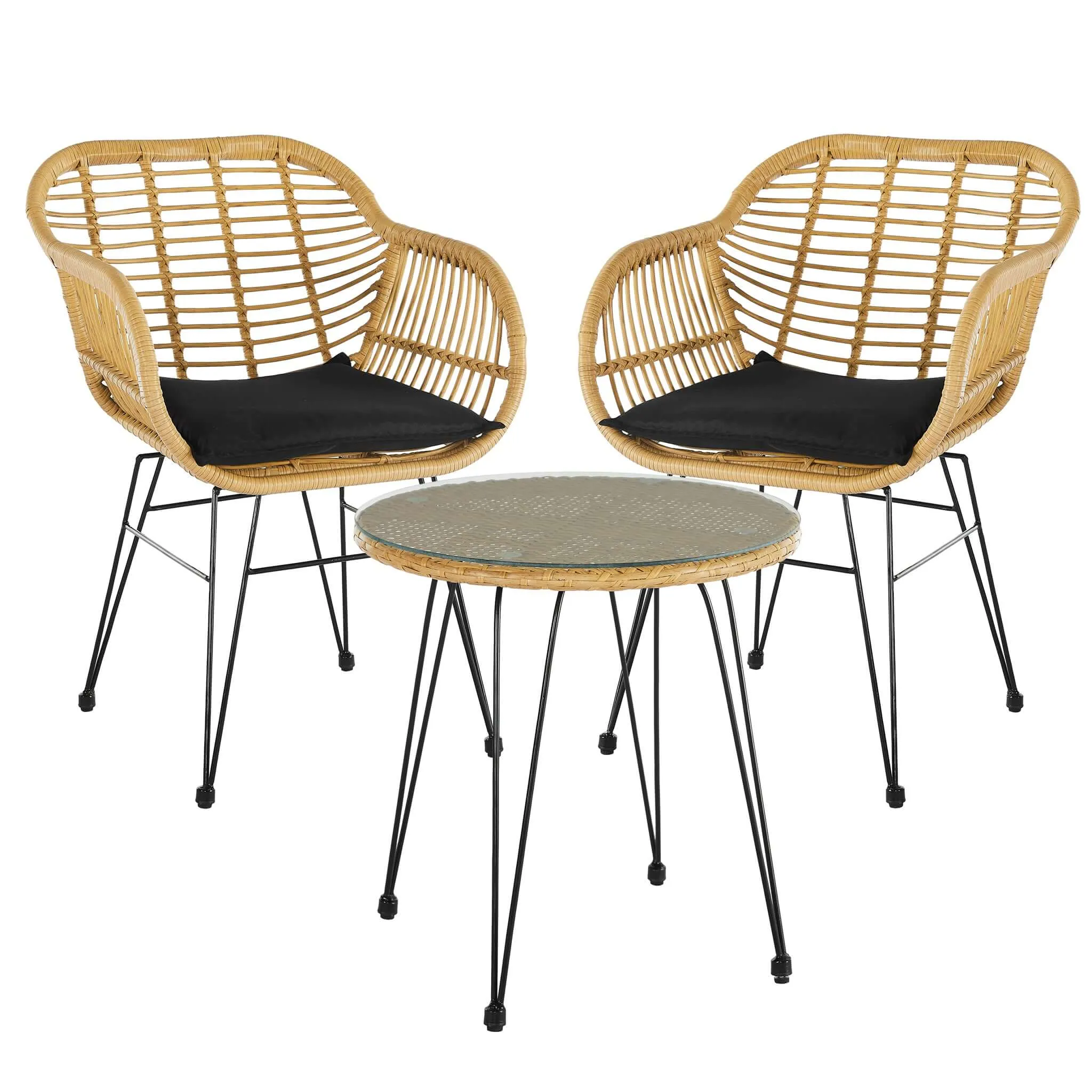 Vicenza Wicker Rattan Bistro Table & Chairs Set