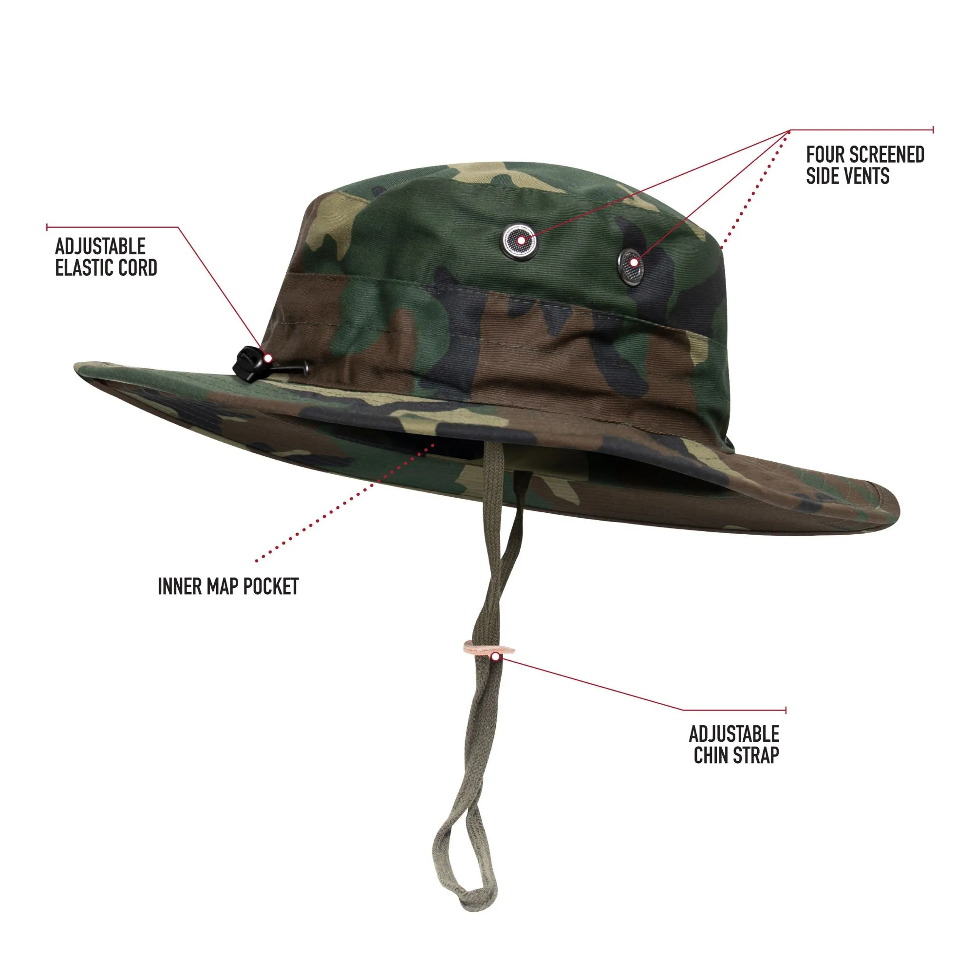 Woodland Camouflage - Adjustable Boonie Hat